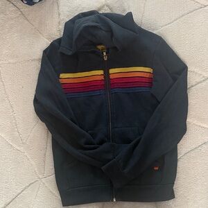 Kids AVIATOR NATION Black Hoodie with Rainbow Stripes